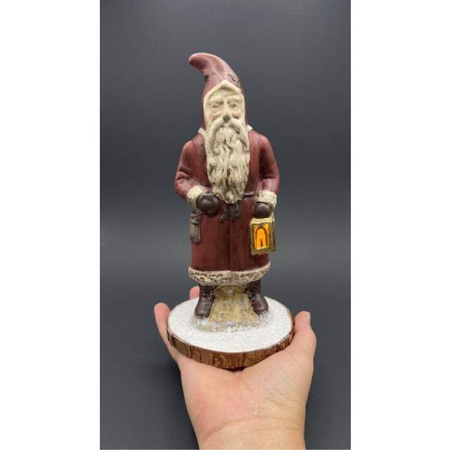 Large Santa Belsnickel Chalkware Sculpture Cast From c.1920 German Mold For Sale - Image 4 of 6