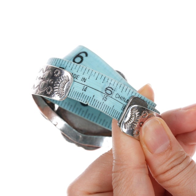 6.25" 40's-50's Fred Harvey style sterling/jasper cuff bracelet For Sale - Image 9 of 10