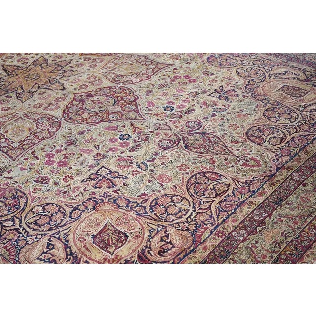 Late 18th Century Antique Ivory Lavar Kerman Rug 10'1'' x 14'11'' For Sale - Image 9 of 12