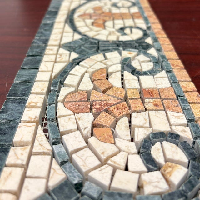 Mediterranean Verde Saltan Marble / Botticino Marble / Montsoreau Marble Satin Finish Fungi Decorative Mosaic Border For Sale - Image 3 of 4