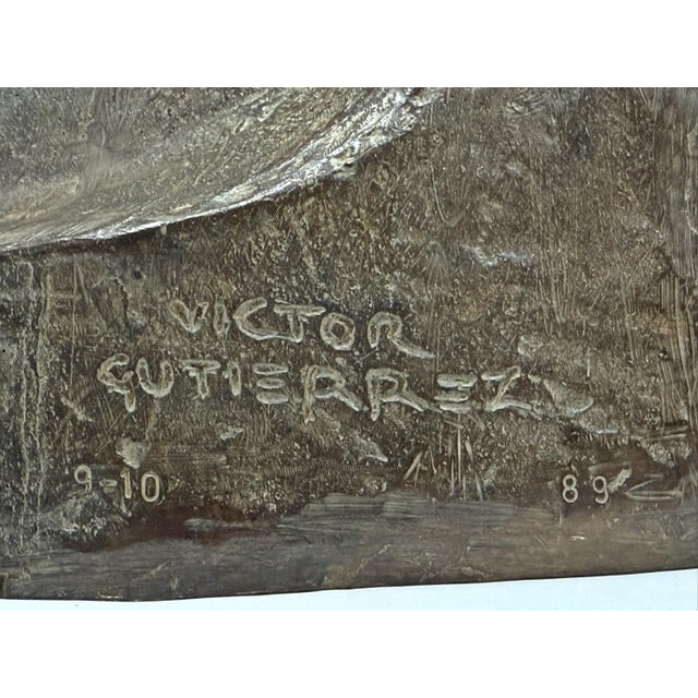 Víctor Gutiérrez Monumental Mexican Bronze Seated Woman Sculpture, 1989 For Sale - Image 18 of 18