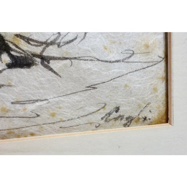 Rice Paper and Ink Wash Drawing Circa Mid-19th For Sale In New York - Image 6 of 9