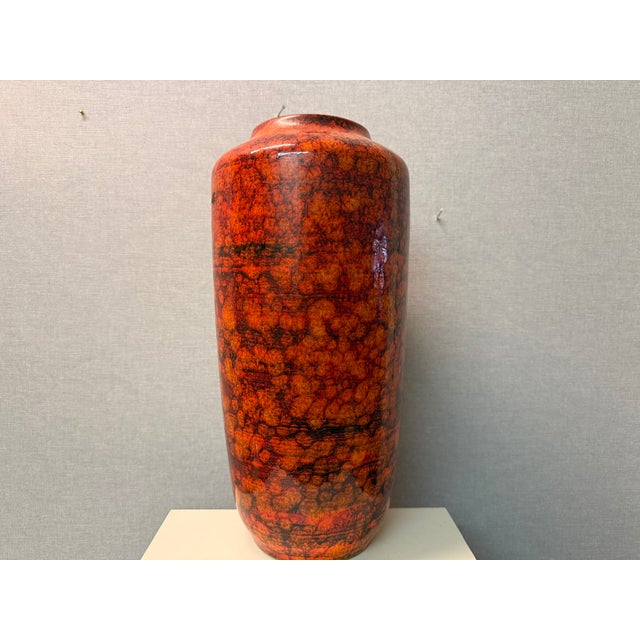 Black Vintage Fat Lava Vase in Orange from Scheurich, 1970s For Sale - Image 8 of 16