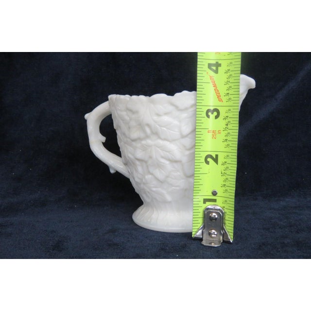 Glass Mid 20th Century Westmoreland Bramble Maple Leaf Pattern White Milk Glass Creamer Pitcher For Sale - Image 7 of 17