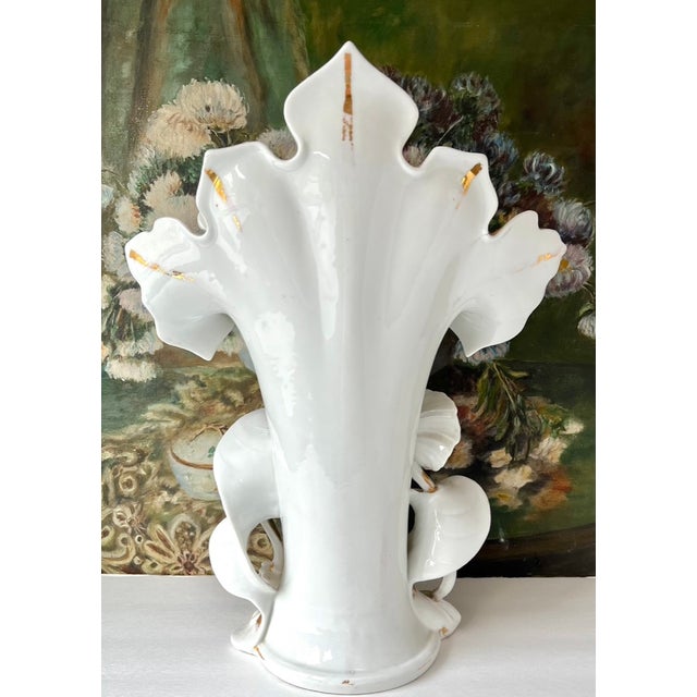 Rococo Huge Old Paris Antique Porcelain Figural Spill Vase For Sale - Image 3 of 13