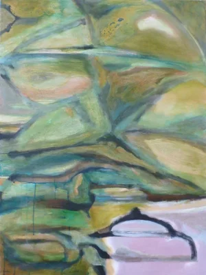 "Duck Pond" Contemporary Organic Modern Abstract Oil and Acrylic Painting by Scott Spencer