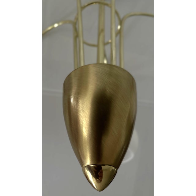 Brass and Opaline Glass 5-Light Chandelier from Honsel Leuchten, Germany, 1970s For Sale - Image 17 of 18