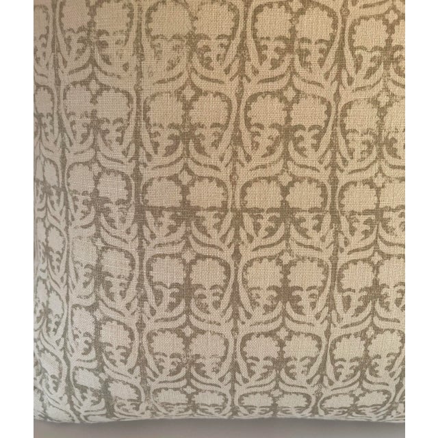 Indian Floral Block Print Linen Custom Pillow For Sale - Image 4 of 9
