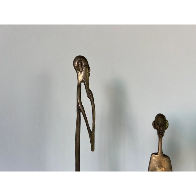 Vintage Elongated African Tribal Bronze Statues - Set of 4 For Sale - Image 11 of 13