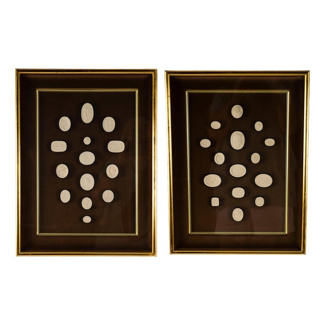 Antique Box Framed Grand Tour Giovanni Liberotti Intaglios 19 Th Century, Set of 2 For Sale