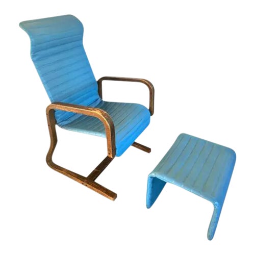 Vintage Thonet Mid-Century Modern Bent Wood Lounge Chair and Ottoman