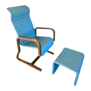 Vintage Thonet Mid-Century Modern Bent Wood Lounge Chair and Ottoman