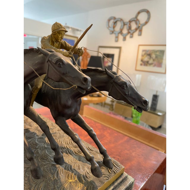 Black Antique Horse Race Bronze Sculpture For Sale - Image 8 of 10
