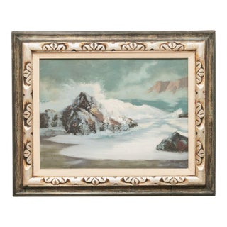 Vintage Oil Painting Seascape Crashing Water For Sale
