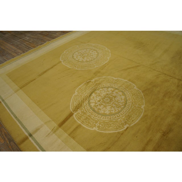 Art Deco Exceptional Yellow-Green Color Background & Allover Pattern Antique Chinese Art Deco Rug For Sale - Image 3 of 12