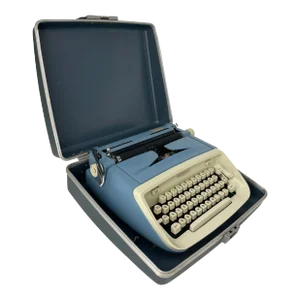 Vintage Blue Royal Aristocrat Portable Typewriter With Case