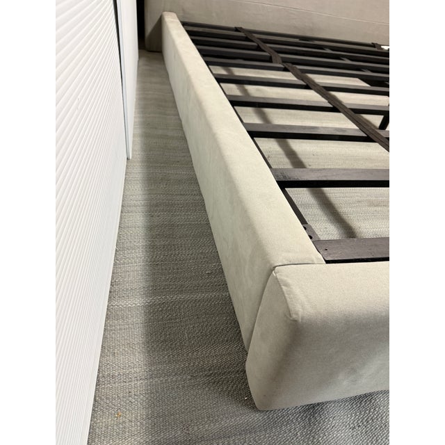 California King Restoration Hardware Linen Bed Frame For Sale In San Francisco - Image 6 of 12