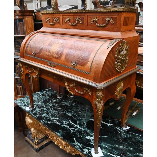 Traditional French Empire Roll Top Desk, 1860 For Sale - Image 3 of 12