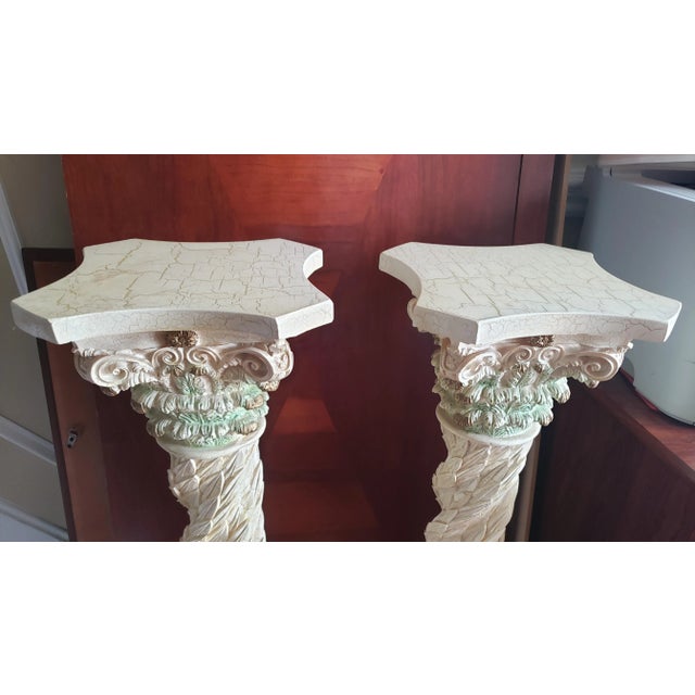 1990s Carved Corinthian Resin Pedestal For Sale - Image 9 of 12
