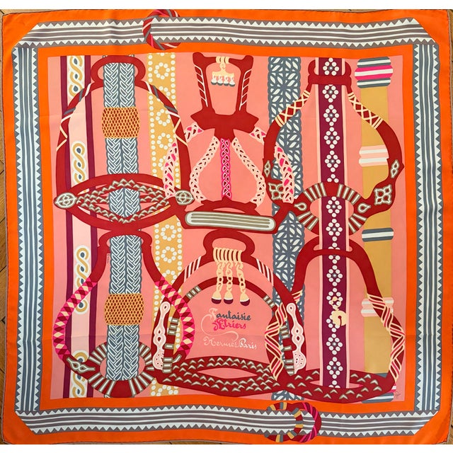 2020s Hermès Fantaisie D’etriers Silk Scarf 2022 Designed by Jamin Virginie For Sale - Image 5 of 12