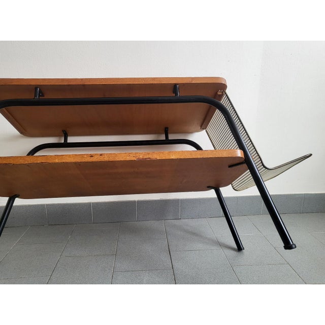 Vintage Coffee Table with Magazine Rack in Steel and Beech Wood, 1950s For Sale - Image 12 of 15