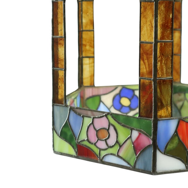 Stained Glass Gazebo Candle Holder in Colored Glass, 1990s For Sale - Image 3 of 18