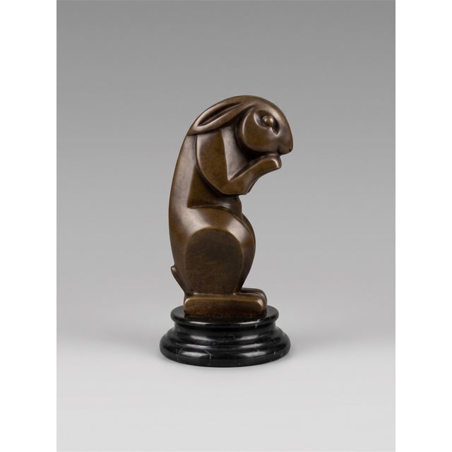 Art Deco Style Patinated Bronze Rabbit Sculpture after Bizette For Sale - Image 10 of 10