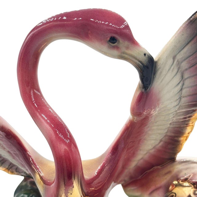 1956 Ceramic Flamingo Tropical Pond Indoor Planter by Lane & Company California For Sale - Image 10 of 12