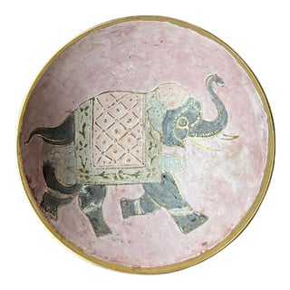 Decorative Hand Painted Indian Elephant Brass Bowl For Sale