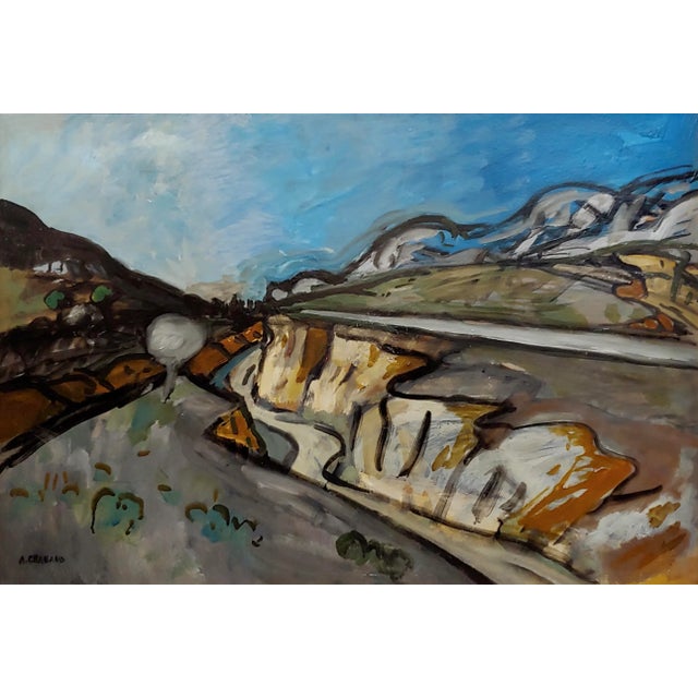 1940s Auguste Chabaud -Winding Road in a French 1940s Fauvist Landscape -Oil Painting For Sale - Image 5 of 11