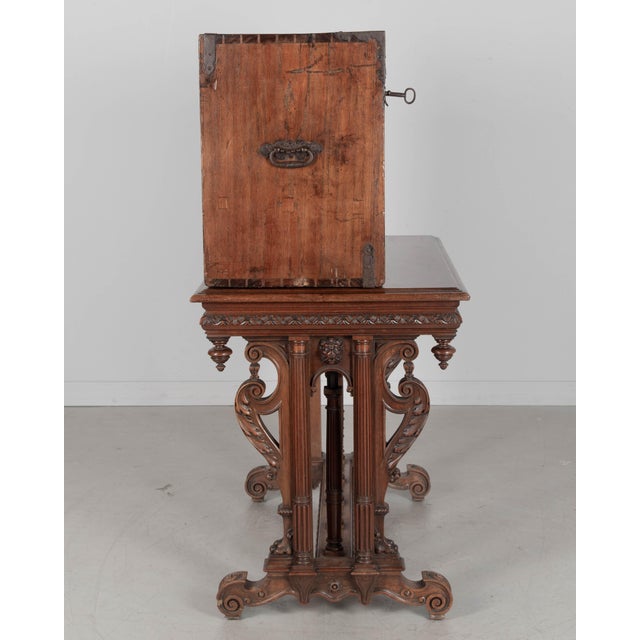 19th Century 19th Century Spanish Vargueno Desk, Hand-Carved Walnut For Sale - Image 5 of 12