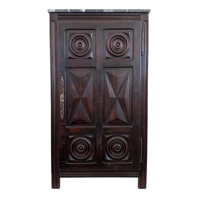 19th Century Wood & Marble Cabinet For Sale