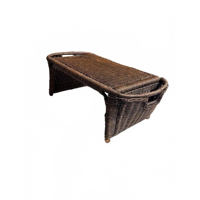 Bring a touch of European estate charm to your home with this exceptional vintage 1960s French-style hand-woven wicker bed...