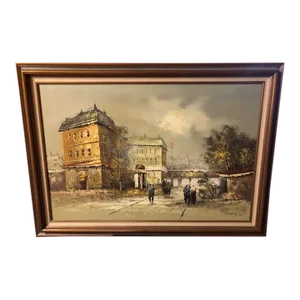 1970s Ct. Wund Impression Pariscape Painting, Framed