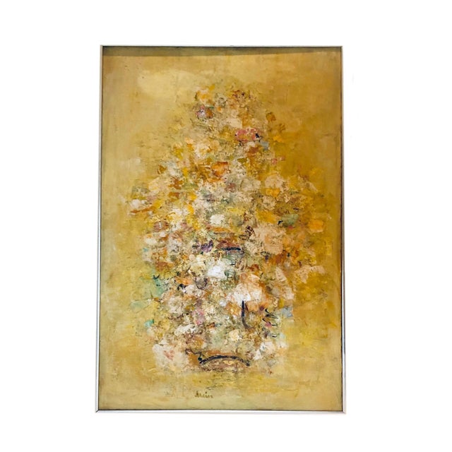 Abstract 1970s Abstract Floral Still Life Oil Painting, Framed For Sale - Image 3 of 3