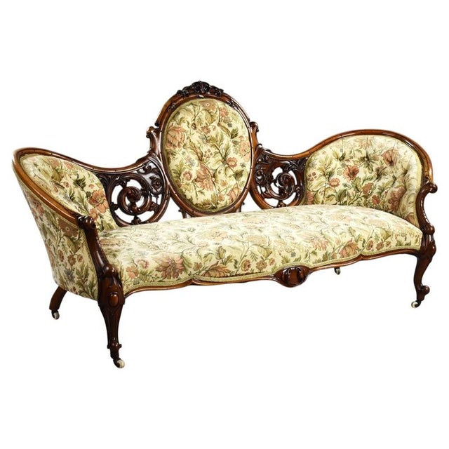 Victorian Walnut Carved Chaise Lounge, 1880 For Sale - Image 15 of 15