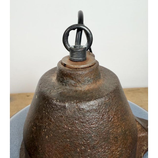 Industrial Grey Enamel and Cast Iron Pendant Light, 1960s For Sale - Image 14 of 18