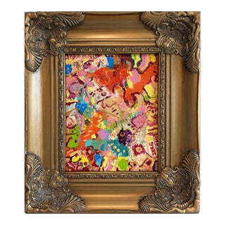 Serg Graff "Orange Dog" Abstract Painting Acrylic on Canvas Framed Art, Coa For Sale