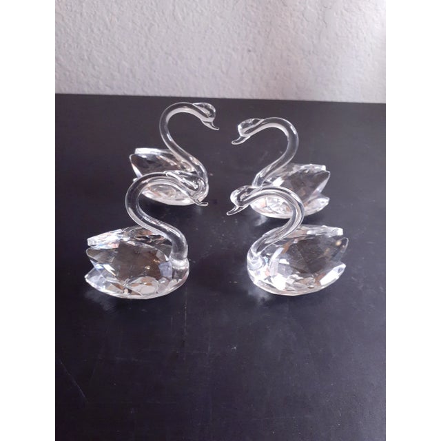These are GORGEOUS Swarovski Like 2" Crystal Swan Figurines Set of 4. Procured at auction ART GLASS