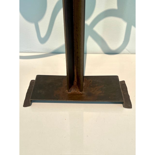Pair Hand Crafted Brutalist Iron Candelabra With 5 Candle Holders For Sale - Image 12 of 12