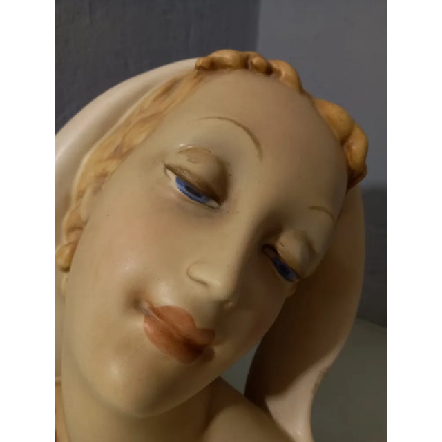 Ceramic Decorative Sculpture of Maiden in Glazed Ceramic by Guido Cacciapuotti, 1950s For Sale - Image 7 of 11