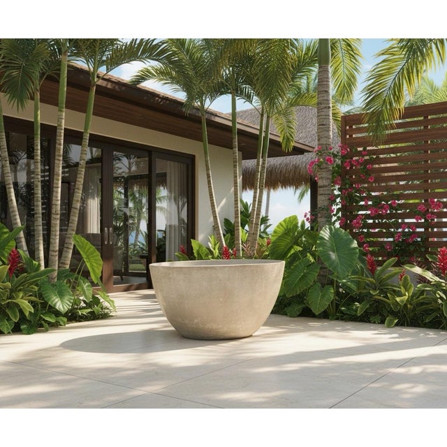 Large Mid-Century Modern Style Oval Concrete-Resin Planter For Sale In West Palm - Image 6 of 7