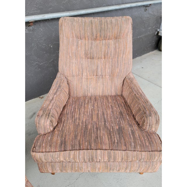 Pair High-Back Mid-Century Modern Lounge Chairs Manner of Edward Wormley For Sale - Image 16 of 17
