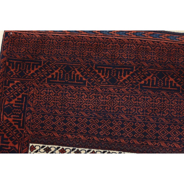 Baloch Rug 3’8” X 6’9” Ivory Wool Vintage Tribal Hand-Knotted Oriental Carpet For Sale In Philadelphia - Image 6 of 15