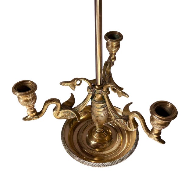 Traditional Brass Table Lamp With Swan Motif For Sale - Image 3 of 12