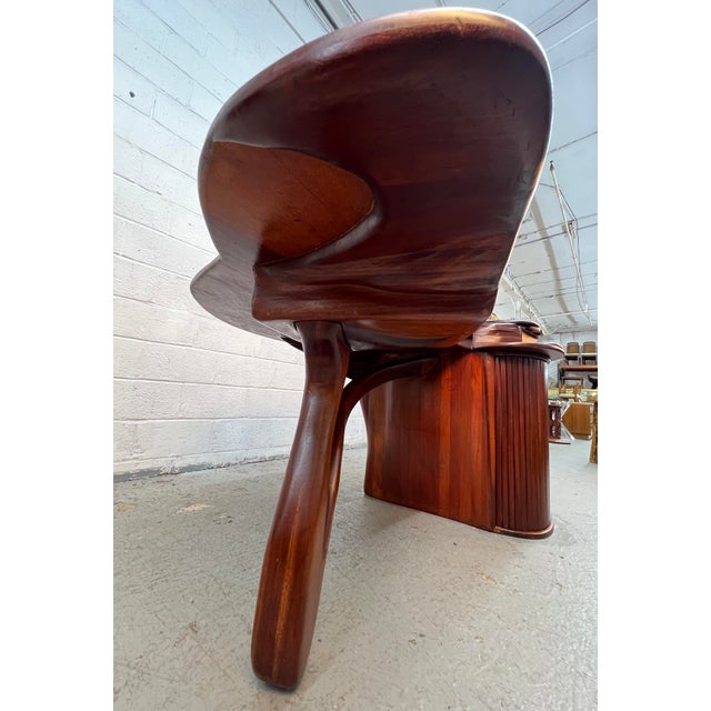 Mid 20th Century Rare Brazilian Mid-Century Sculptural Executive Desk With Tambour Pedestal For Sale - Image 5 of 16