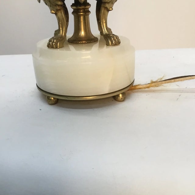 Brass Early 20th Century Brass and Cut Class Lamp on Onyx Base For Sale - Image 8 of 10