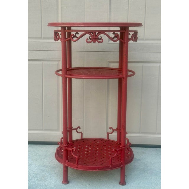 Metal Large Heavy Iron Vintage Chinoiserie Plant Stand For Sale - Image 7 of 12