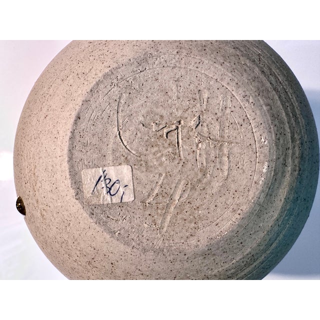 Studio Ceramic Sphere Earthenware Vase with Half-Glaze, Germany, 1960s For Sale - Image 11 of 12