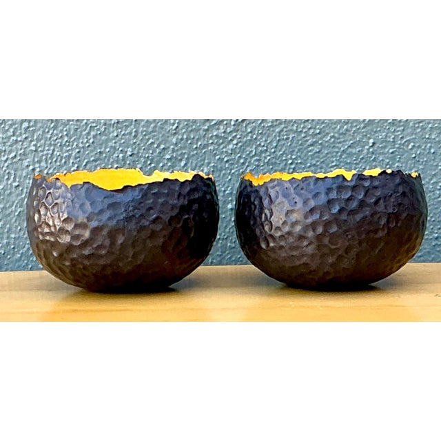 Vintage Contemporary Alexander Lamont Hammered Raw Edge Bronze Bowls - a Pair For Sale - Image 10 of 12